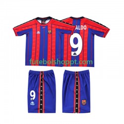 Camisola Júnior FC Barcelona Ronaldo 9 1997 Retro Principais Equipamento 1998 Manga Curta