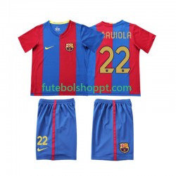 Camisola Júnior FC Barcelona SAUIOLA 22 2007 Retro Principais Equipamento 2006 Manga Curta