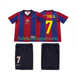 Camisola Júnior FC Barcelona SAVIOLA 7 Retro Principais Equipamento 1998 1999 Manga Curta