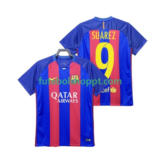 Camisola Homem FC Barcelona SUAREZ 9 2016 2017 Retro Principais Equipamento Manga Curta
