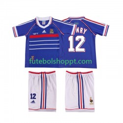 Camisola Júnior França Henry 12 Retro Principais Equipamento 1998 Manga Curta