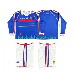 Camisola Júnior França Retro Principais Equipamento 1998 Manga Comprida