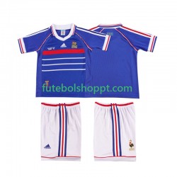 Camisola Júnior França Retro Principais Equipamento 1998 Manga Curta