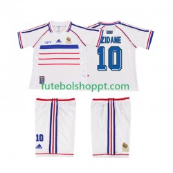 Camisola Júnior França ZIDANE 10 Retro Alternativa Equipamento 1998 Manga Curta