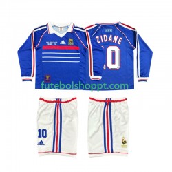 Camisola Júnior França ZINANE 10 Retro Principais Equipamento 1998 Manga Comprida