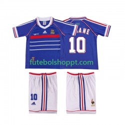 Camisola Júnior França ZINANE 10 Retro Principais Equipamento 1998 Manga Curta