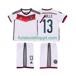 Camisola Júnior Alemanha MULLER 13 2014 Retro Principais Equipamento Manga Curta