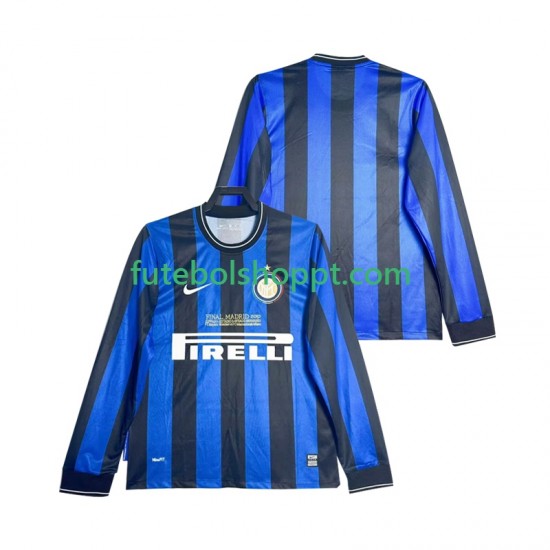 Camisola Homem Inter de Milão 2009 Retro Principais Equipamento 2010 Manga Comprida