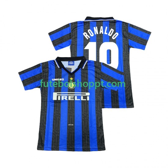 Camisola Homem Inter de Milão Ronaldo 10 1997 Retro Principais Equipamento 1998 Manga Curta