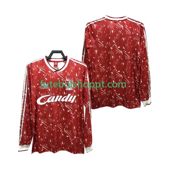 Camisola Homem Liverpool 1989 1991 Retro Principais Equipamento Manga Comprida