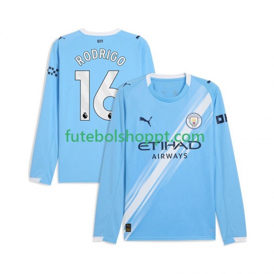 Camisola Homem Manchester City Rodrigo Hernandez 16 Principais Equipamento 2025-2026 Manga Comprida