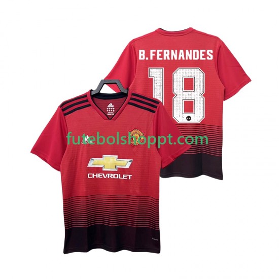 Camisola Homem Manchester United B.FERNANDES 18 2018 2019 Retro Principais Equipamento Manga Curta