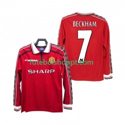 Camisola Homem Manchester United BECKHAM 7 Retro Principais Equipamento 1998 1999 Manga Comprida