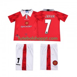 Camisola Júnior Manchester United BECKHAM 7 1996 1997 Retro Principais Equipamento Manga Curta