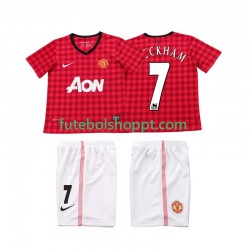 Camisola Júnior Manchester United BECKHAM 7 2012 2013 Retro Principais Equipamento Manga Curta