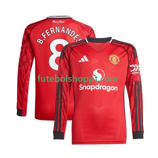 Camisola Homem Manchester United Bruno Fernandes 8 Principais Equipamento 2025-2026 Manga Comprida