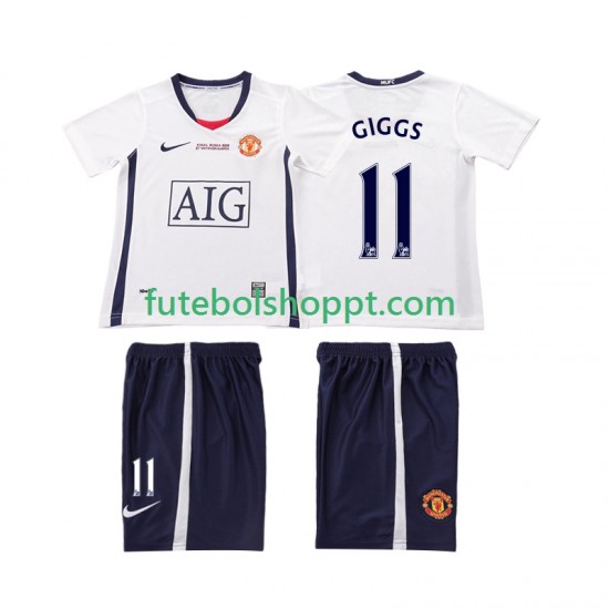 Camisola Júnior Manchester United GIGGS 11 Champions League 2009 Retro Alternativa Equipamento 2008 Manga Curta