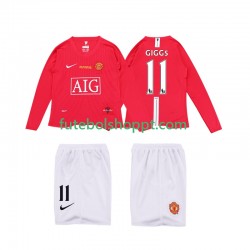Camisola Júnior Manchester United GIGGS 11 Premier League 2009 Retro Principais Equipamento 2008 Manga Comprida