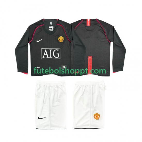Camisola Júnior Manchester United 2007 Retro Alternativa Equipamento 2008 Manga Comprida