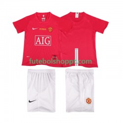 Camisola Júnior Manchester United Champions League 2007 Retro Principais Equipamento 2008 Manga Curta