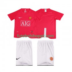 Camisola Júnior Manchester United Premier League 2007 Retro Principais Equipamento 2008 Manga Curta