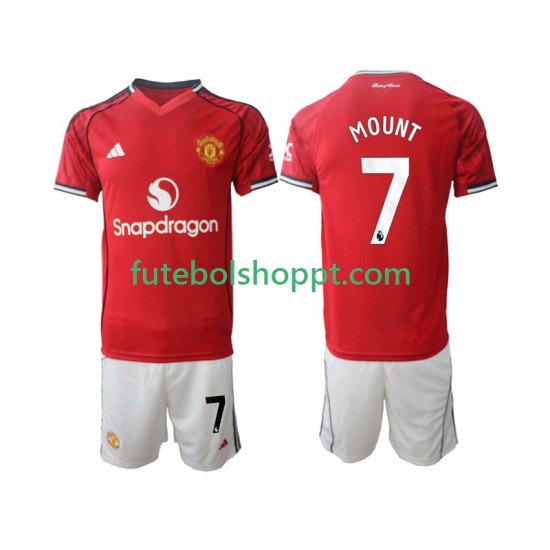 Camisola Júnior Manchester United Mason Mount 7 Principais Equipamento 2025-2026 Manga Curta