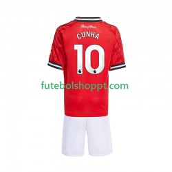 Camisola Júnior Manchester United Matheus Cunha 10 Principais Equipamento 2025-2026 Manga Curta