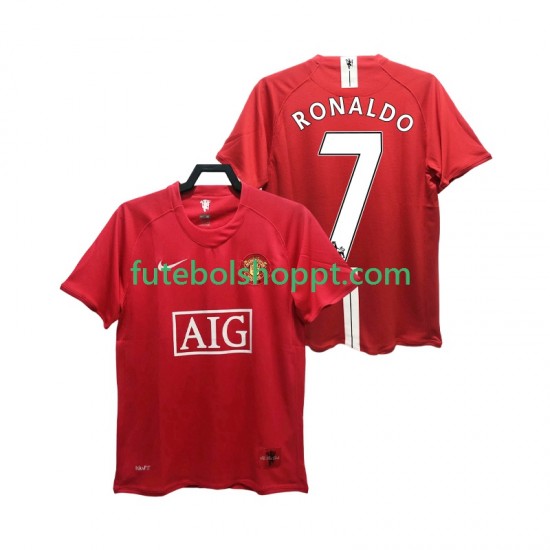 Camisola Homem Manchester United RONALDO 7 Premier League 2007 Retro Principais Equipamento 2008 Manga Curta