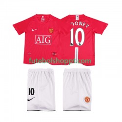 Camisola Júnior Manchester United ROONEY 10 Premier League 2007 Retro Principais Equipamento 2008 Manga Curta