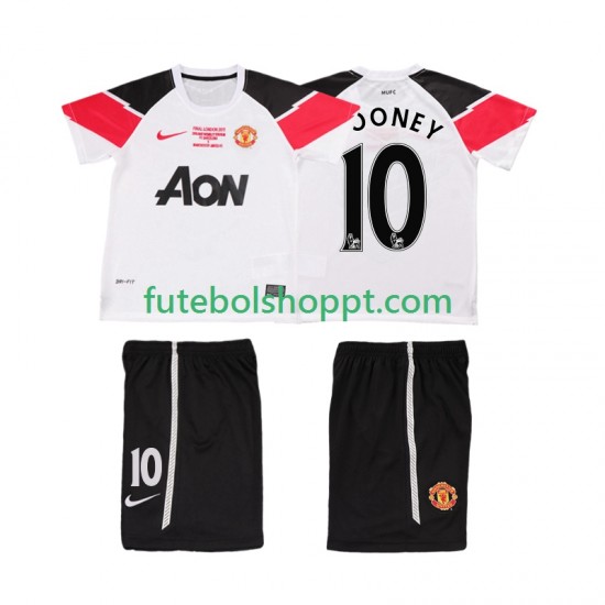 Camisola Júnior Manchester United ROONEY 10 Champions League 2012 Retro Terceiro Equipamento 2011 Manga Curta
