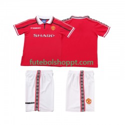 Camisola Júnior Manchester United Retro Principais Equipamento 1998 1999 Manga Curta