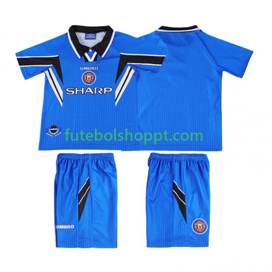 Camisola Júnior Manchester United 1996 Retro Terceiro Equipamento 1998 Manga Curta