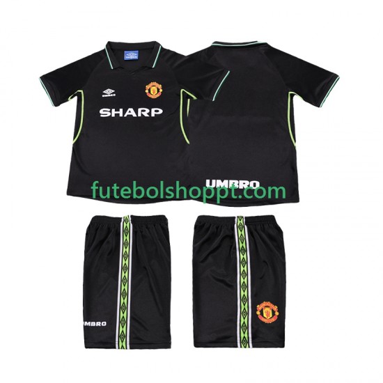 Camisola Júnior Manchester United Retro Terceiro Equipamento 1998 1999 Manga Curta