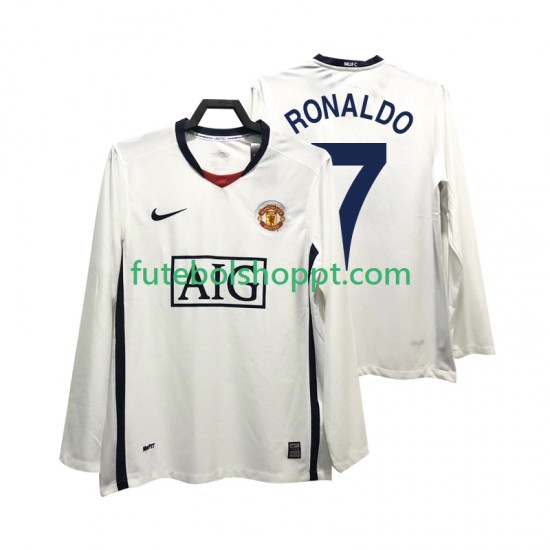 Camisola Homem Manchester United Ronaldo 7 Premier League 2009 Retro Alternativa Equipamento 2008 Manga Comprida