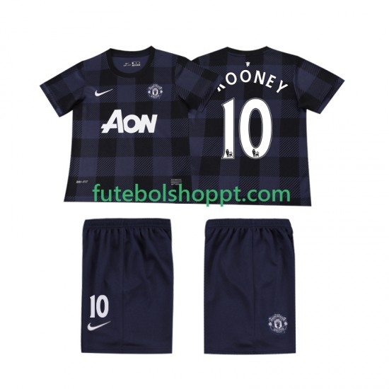 Camisola Júnior Manchester United Rooney 10 2013 2014 Retro Alternativa Equipamento Manga Curta