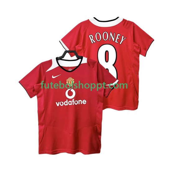 Camisola Homem Manchester United Rooney 8 2005 Retro Principais Equipamento 2006 Manga Curta