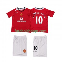 Camisola Júnior Manchester United Ruud van Nistelrooy 2005 Retro Principais Equipamento 2006 Manga Curta