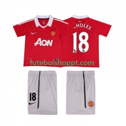Camisola Júnior Manchester United SCHOLES 18 Retro Principais Equipamento 2011 2010 Manga Curta