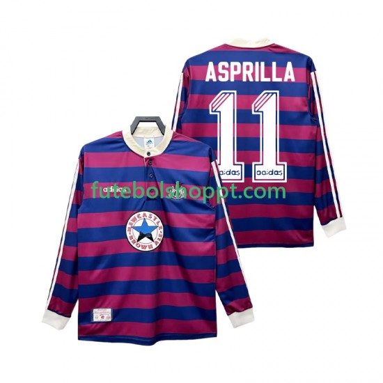 Camisola Homem Newcastle United ASPRILLA 11 1995 1997 Retro Alternativa Equipamento Manga Comprida