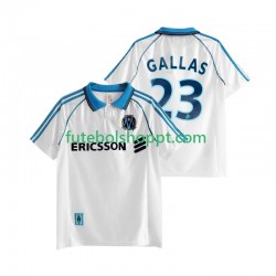 Camisola Homem Olympique de Marseille Gallas 23 Retro Principais Equipamento 1998 1999 Manga Curta