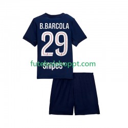Camisola Júnior Paris Saint-Germain Bradley Barcola 29 Principais Equipamento 2025-2026 Manga Curta