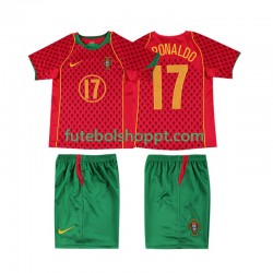 Camisola Júnior Portugal Cristiano Ronaldo 17 Retro Principais Equipamento 2004 Manga Curta