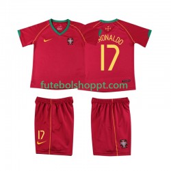 Camisola Júnior Portugal Cristiano Ronaldo 17 Retro Principais Equipamento 2006 Manga Curta