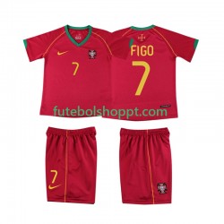 Camisola Júnior Portugal FIGO 7 Retro Principais Equipamento 2006 Manga Curta