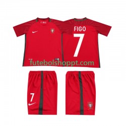 Camisola Júnior Portugal FIGO 7 2016 Retro Principais Equipamento Manga Curta