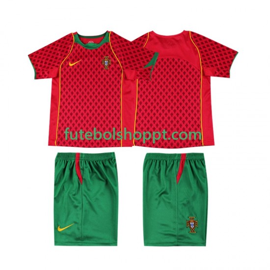 Camisola Júnior Portugal Retro Principais Equipamento 2004 Manga Curta