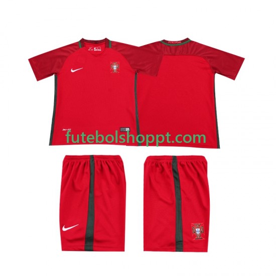 Camisola Júnior Portugal 2016 Retro Principais Equipamento Manga Curta
