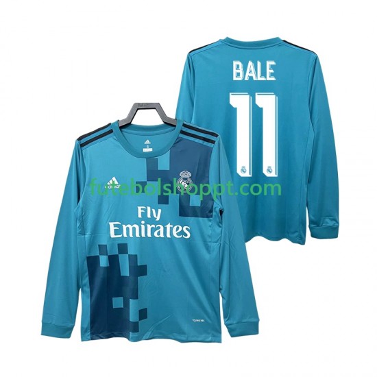 Camisola Homem Real Madrid BALE 11 2017 2018 Retro Terceiro Equipamento Manga Comprida