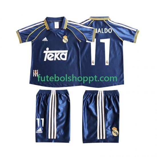 Camisola Júnior Real Madrid Cristiano Ronaldo 11 Retro Terceiro Equipamento 1998 1999 Manga Curta