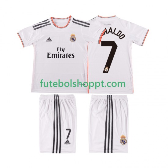 Camisola Júnior Real Madrid Cristiano Ronaldo 7 2013 2014 Retro Principais Equipamento Manga Curta